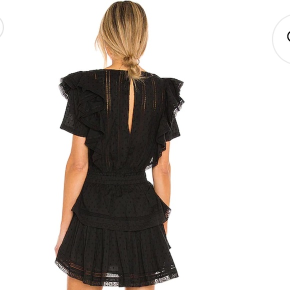 LoveShackFancy Black Ruffle Mini Dress - Picture 2 of 6